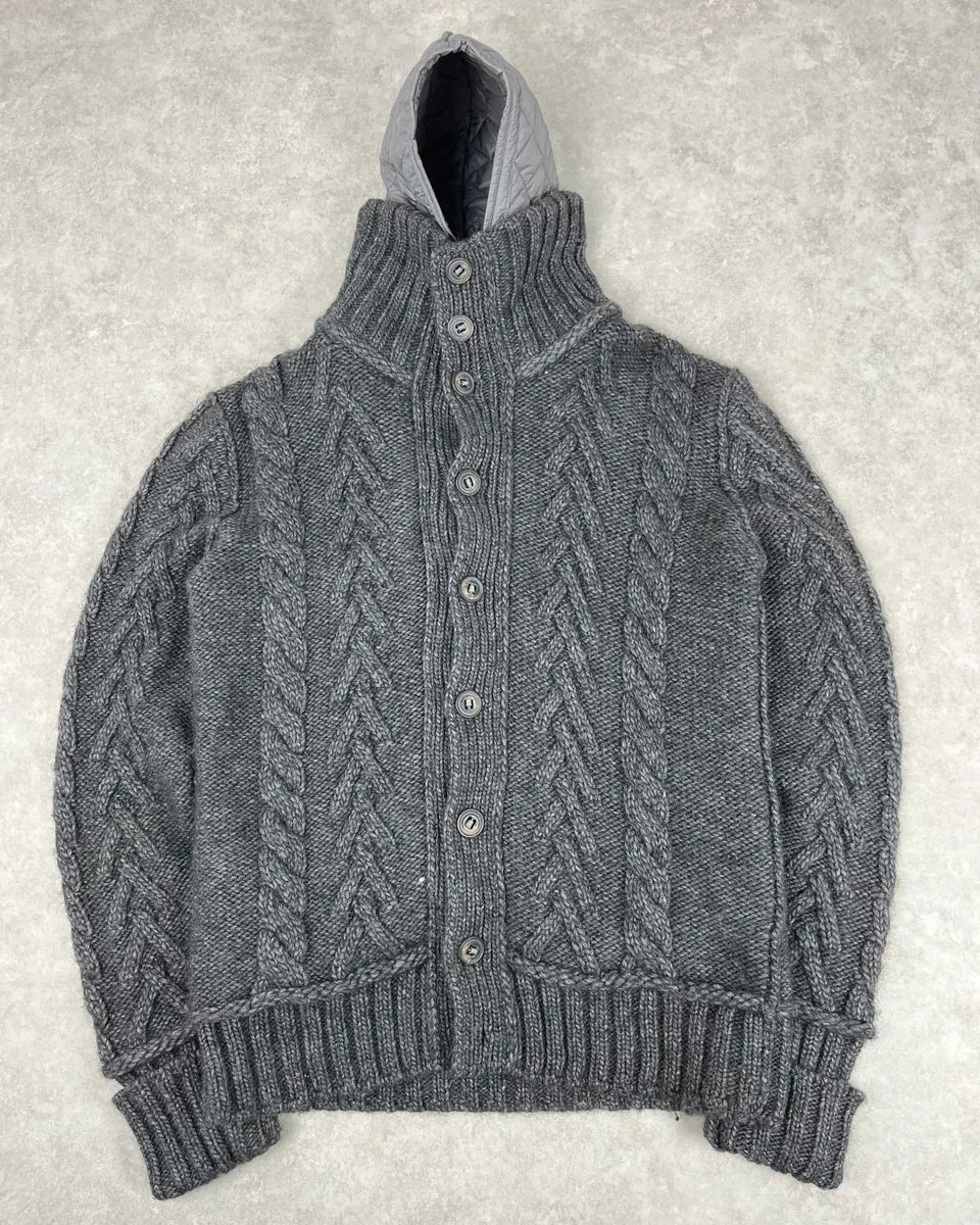 AW2010 Dolce & Gabbana Grey Wool Quilted Hood Cardigan Jacket yEMutoO 3