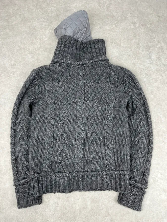 AW2010 Dolce & Gabbana Grey Wool Quilted Hood Cardigan Jacket yEMutoO 7