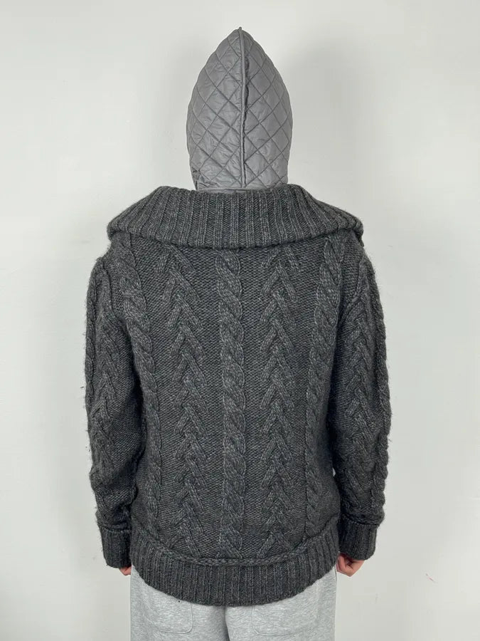 AW2010 Dolce & Gabbana Grey Wool Quilted Hood Cardigan Jacket yEMutoO 1