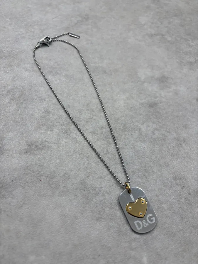 Dolce & Gabbana Guilded Heart Dog Tag Necklace hdLwJxv 2