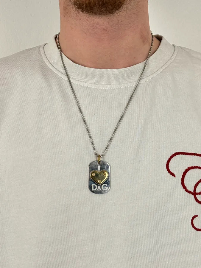 Dolce & Gabbana Guilded Heart Dog Tag Necklace hdLwJxv 1