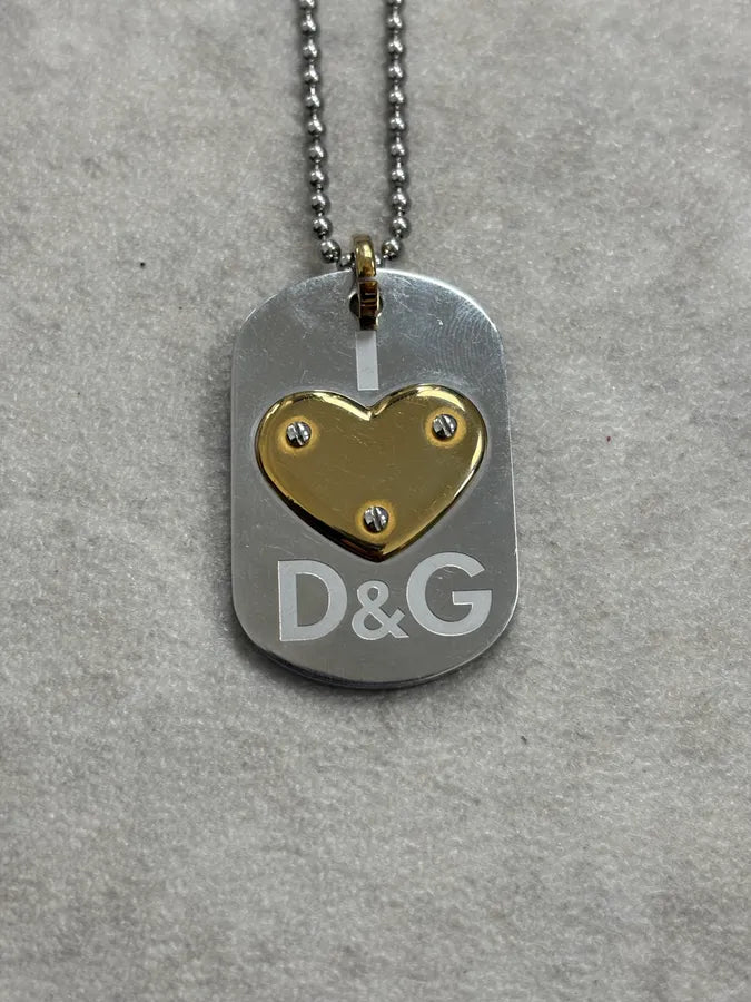 Dolce & Gabbana Guilded Heart Dog Tag Necklace hdLwJxv 4