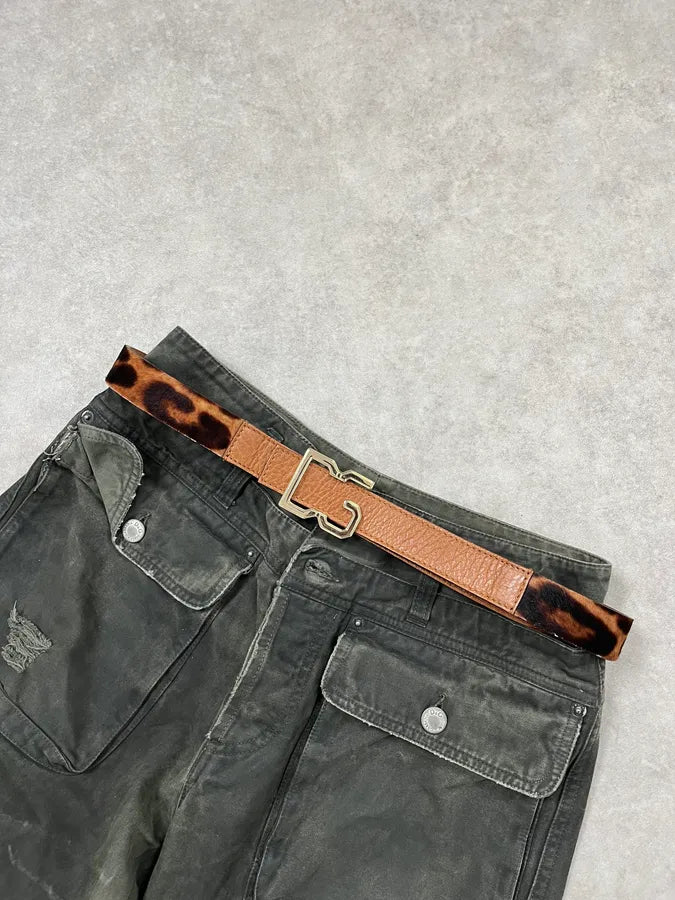 2000s Dolce & Gabbana Hybrid Brown Leopard Leather Belt tWydahK 0