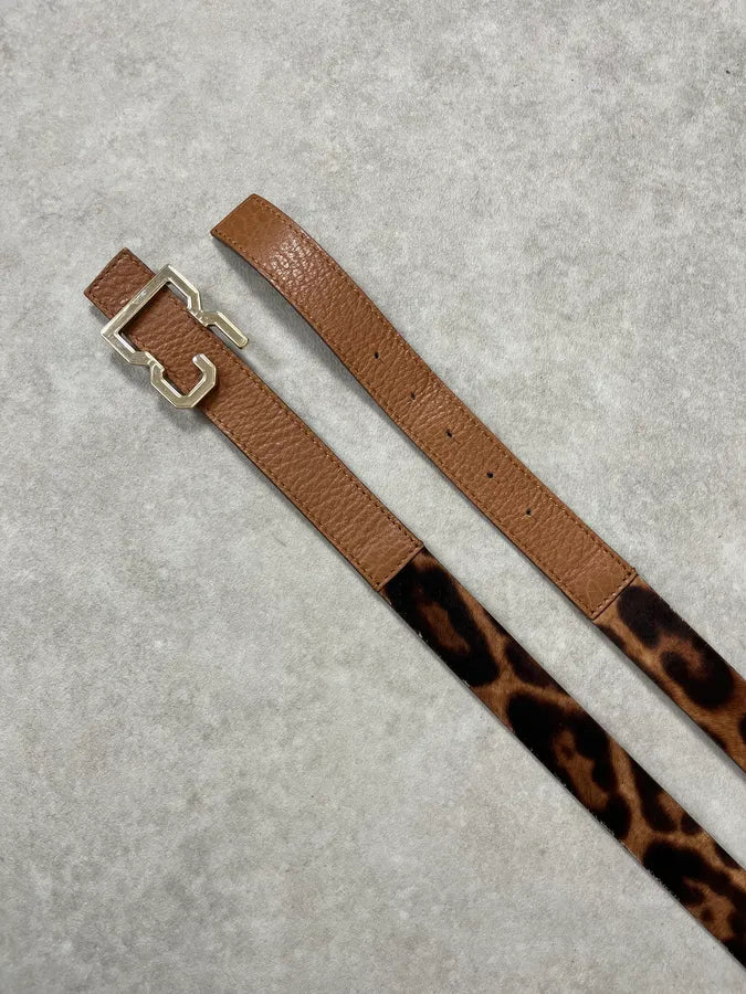 2000s Dolce & Gabbana Hybrid Brown Leopard Leather Belt tWydahK 2