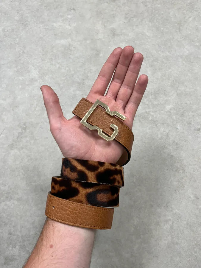 2000s Dolce & Gabbana Hybrid Brown Leopard Leather Belt tWydahK 1