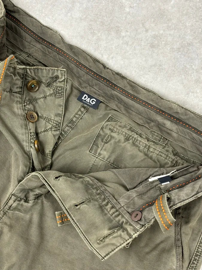 SS2006 Dolce & Gabbana Khaki Green Cargo Shorts vqjNIlr 7
