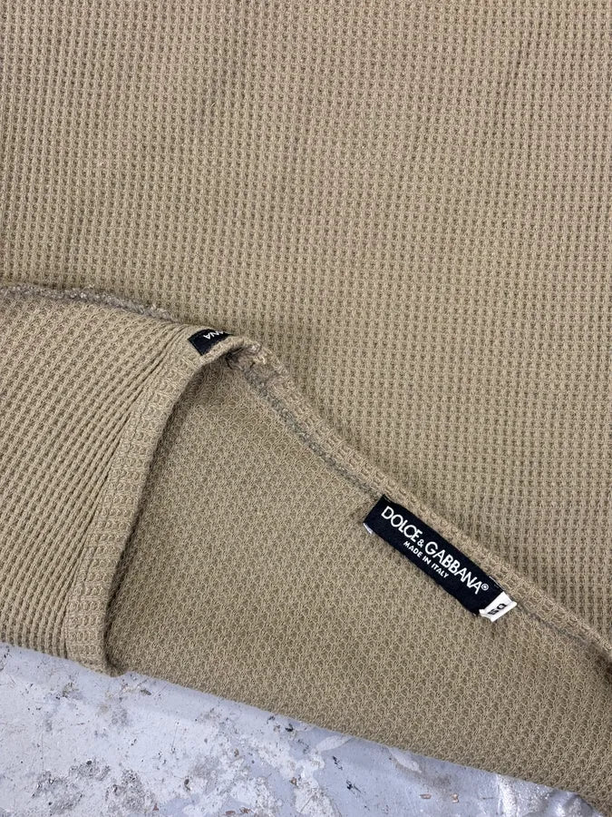 2010s Dolce & Gabbana Khaki Contrast Stitch V-Neck Longsleeve T-Shirt fkLoHQt 7
