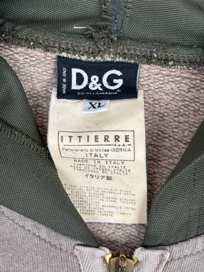 AW2003 Dolce & Gabbana Khaki Hybrid Zip-up Hoodie qwOjQhQ 9