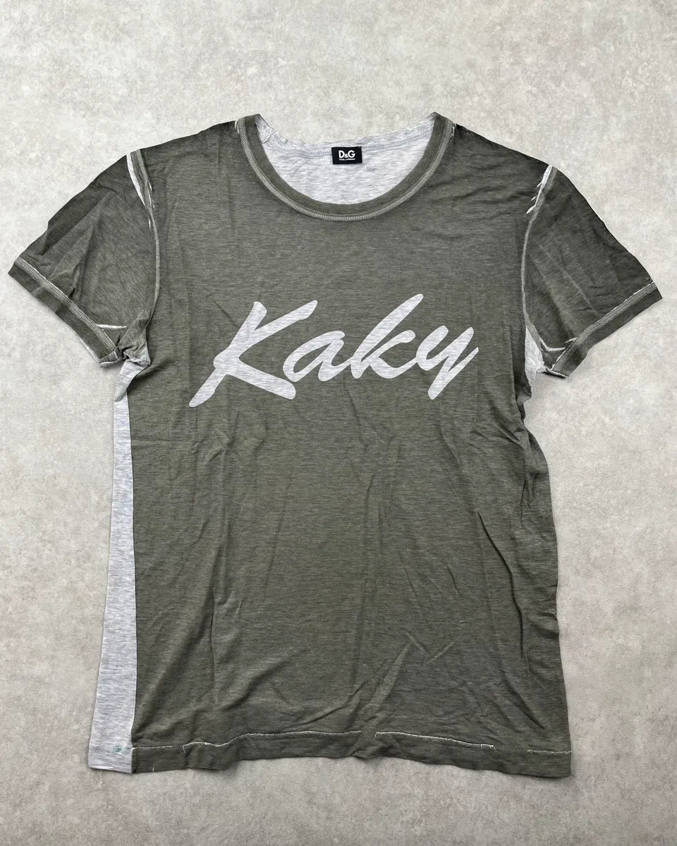 2000s Dolce & Gabbana Khaki Grey Rebel T-Shirt QIWJItJ 0
