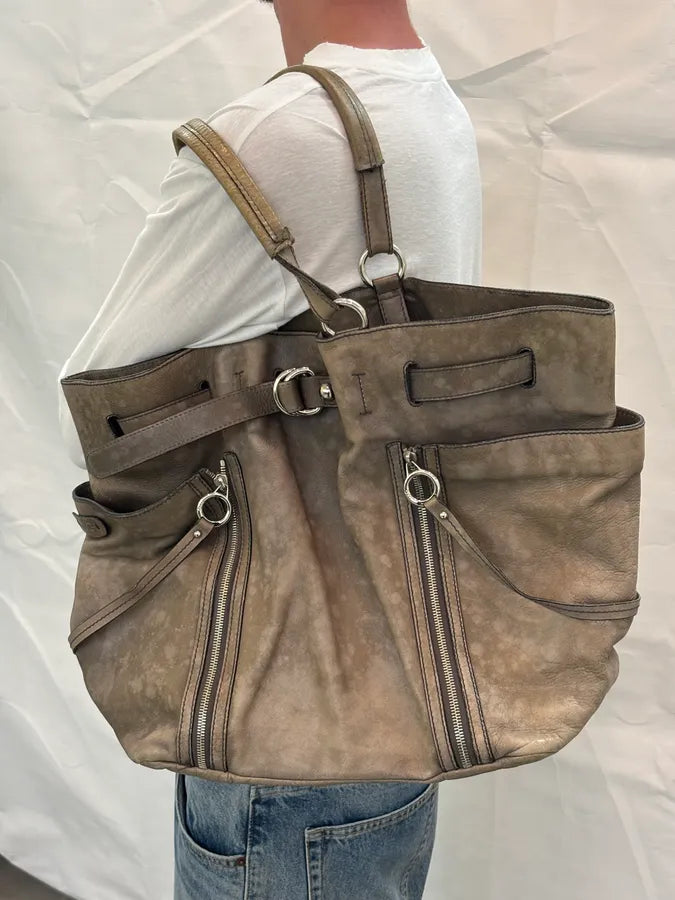 2000s Dolce & Gabbana Gaia Faded Beige Leather Handle Bag ZZBmyyI 3