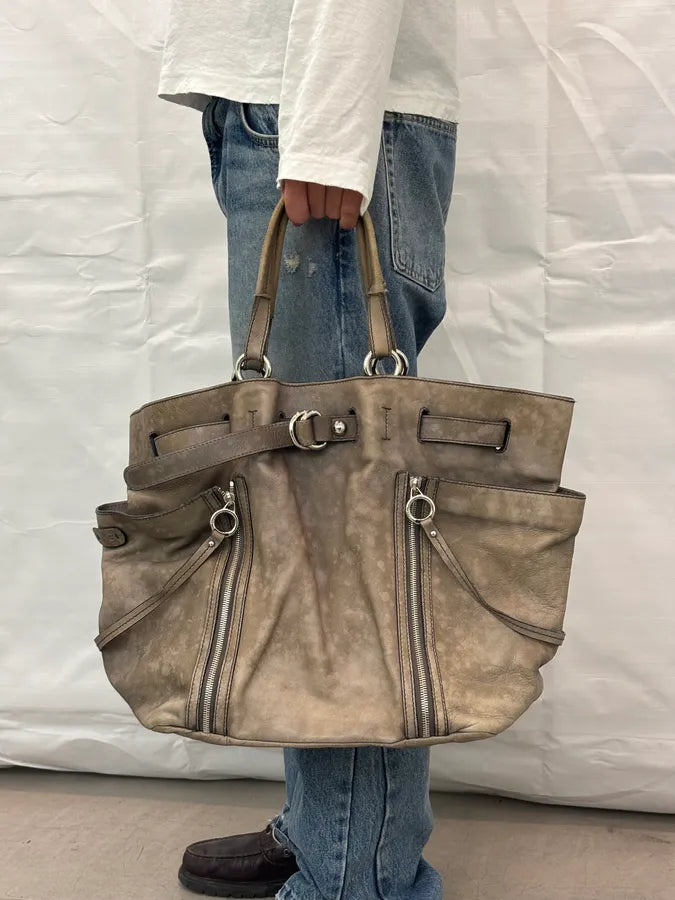 2000s Dolce & Gabbana Gaia Faded Beige Leather Handle Bag ZZBmyyI 2