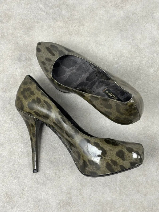2010s Dolce & Gabbana Khaki & Black Leopard Heels FDScpxQ 8