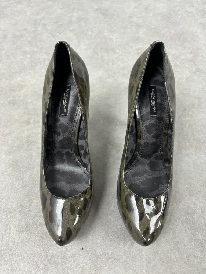 2010s Dolce & Gabbana Khaki & Black Leopard Heels FDScpxQ 2