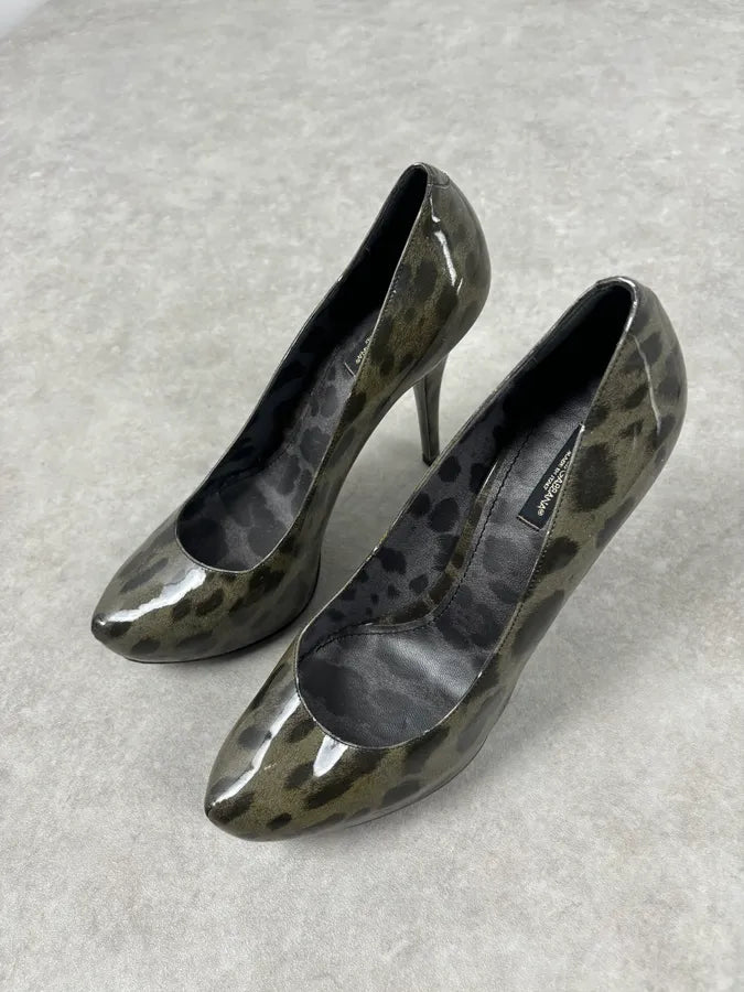 2010s Dolce & Gabbana Khaki & Black Leopard Heels FDScpxQ 3