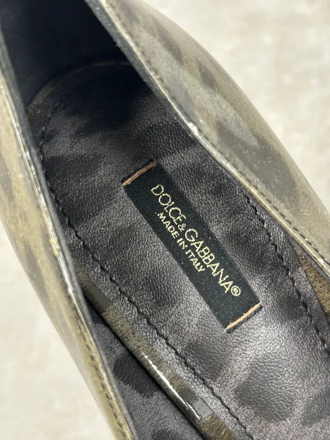 2010s Dolce & Gabbana Khaki & Black Leopard Heels FDScpxQ 12