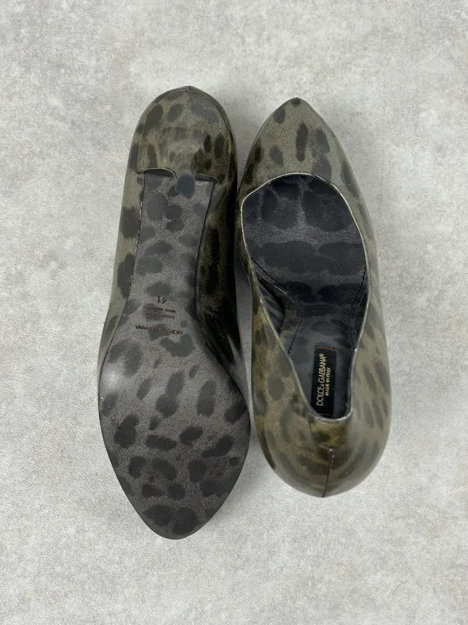 2010s Dolce & Gabbana Khaki & Black Leopard Heels FDScpxQ 9