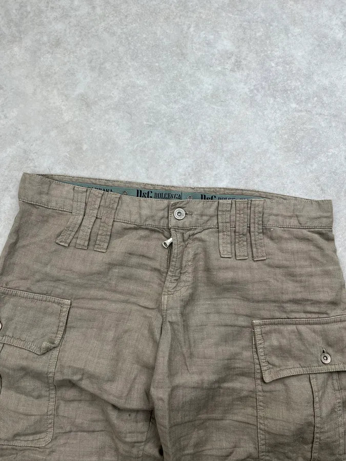 SS2004 Dolce & Gabbana Light Linen Cargo Pants bicMqTW 5