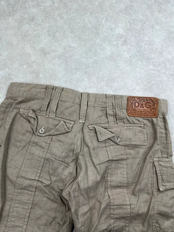 SS2004 Dolce & Gabbana Light Linen Cargo Pants bicMqTW 6