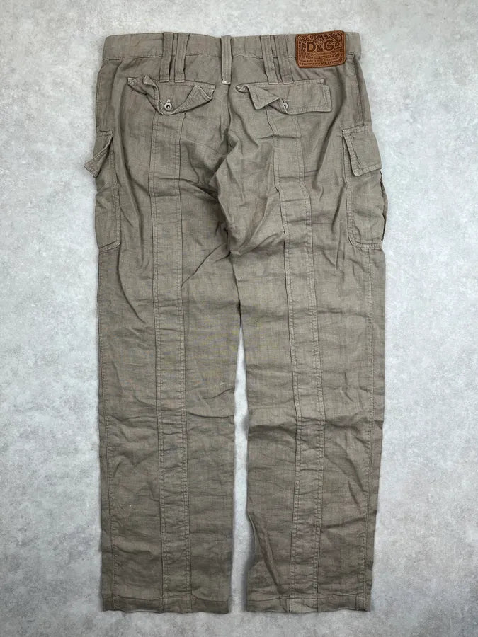 SS2004 Dolce & Gabbana Light Linen Cargo Pants bicMqTW 4