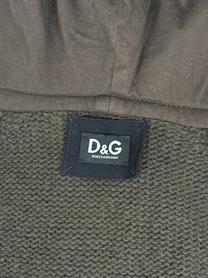 AW2003 Dolce & Gabbana Khaki Wool Embroidered Zip-up Hoodie JXRuHdi 8