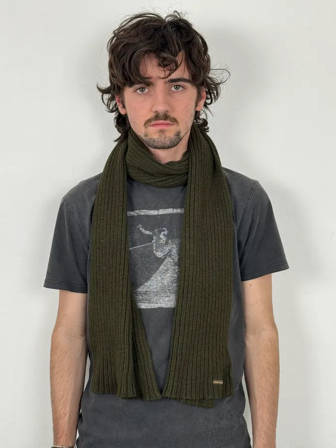 AW2003 Dolce & Gabbana Khaki Wool Ribbed Knit Scarf pDwkZzW 1