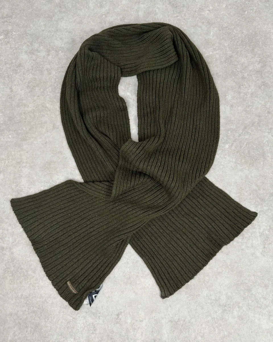 AW2003 Dolce & Gabbana Khaki Wool Ribbed Knit Scarf pDwkZzW 0