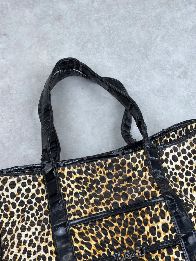 SS2001 Dolce & Gabbana Leopard Cotton Tote Bag QwcTraq 5