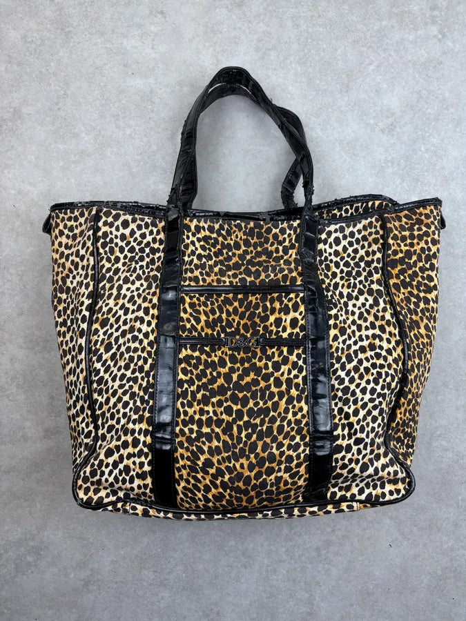 SS2001 Dolce & Gabbana Leopard Cotton Tote Bag QwcTraq 0