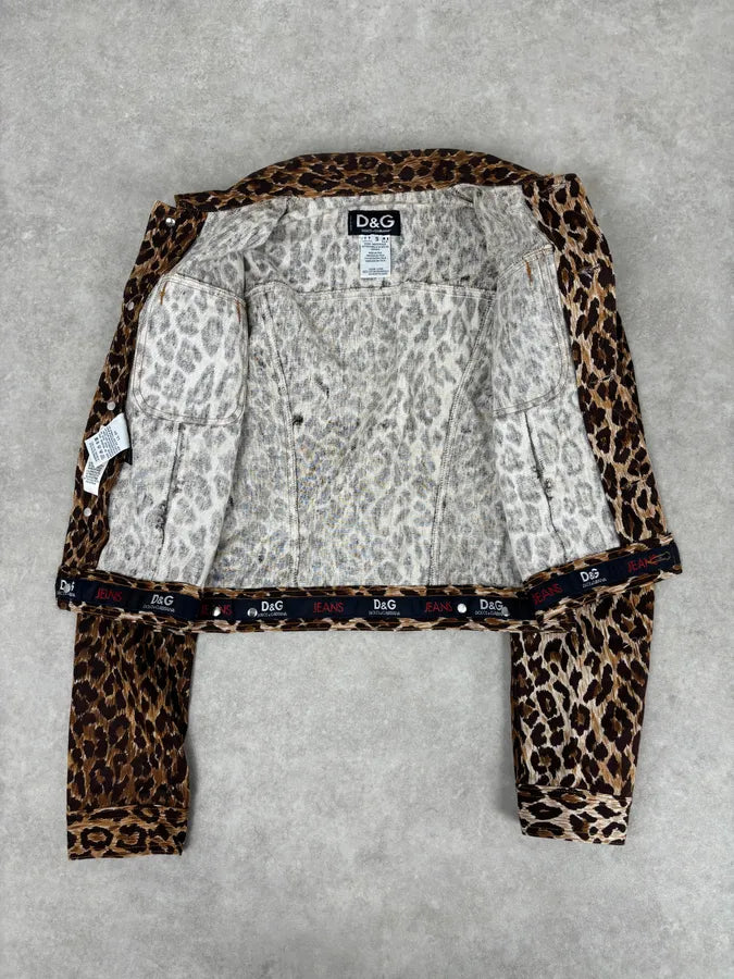 2000s Dolce & Gabbana Leopard Print Denim Jacket xyRQrvz 6