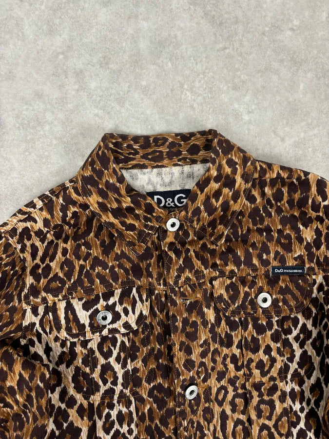 2000s Dolce & Gabbana Leopard Print Denim Jacket xyRQrvz 3