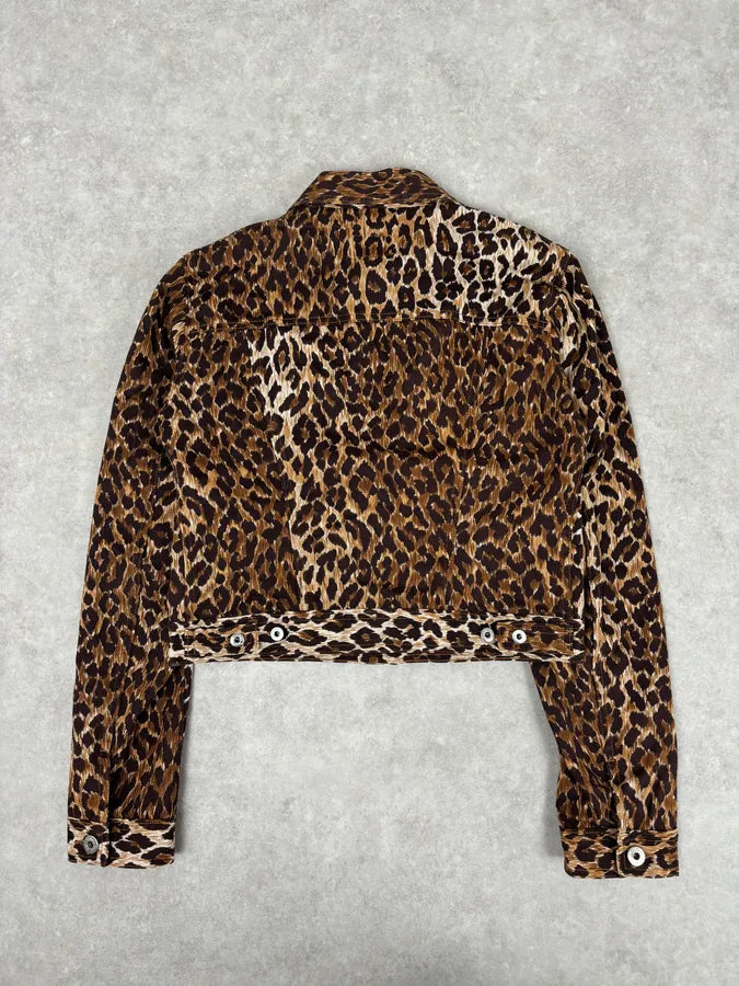 2000s Dolce & Gabbana Leopard Print Denim Jacket xyRQrvz 4