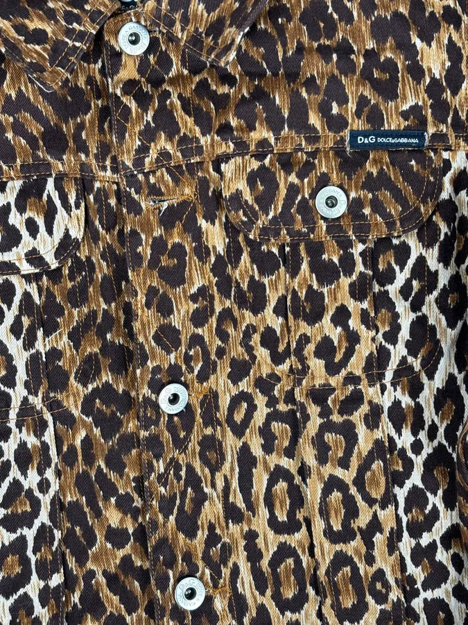 2000s Dolce & Gabbana Leopard Print Denim Jacket xyRQrvz 7