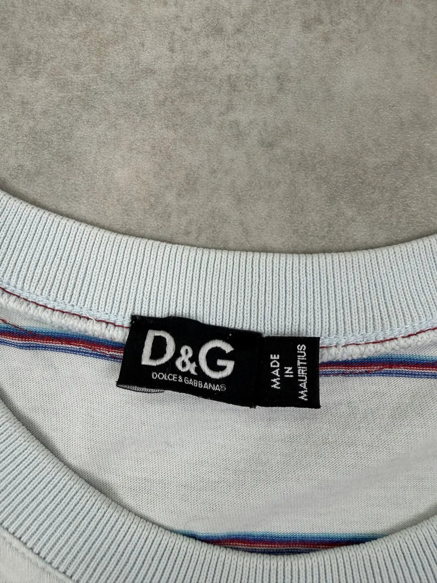 2000s Dolce & Gabbana Light Blue Play to Win Striped T-Shirt IxGBBla 5