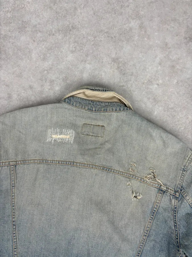 SS2004 Dolce & Gabbana Light Blue Distressed Denim Jacket TEgbvyD 5