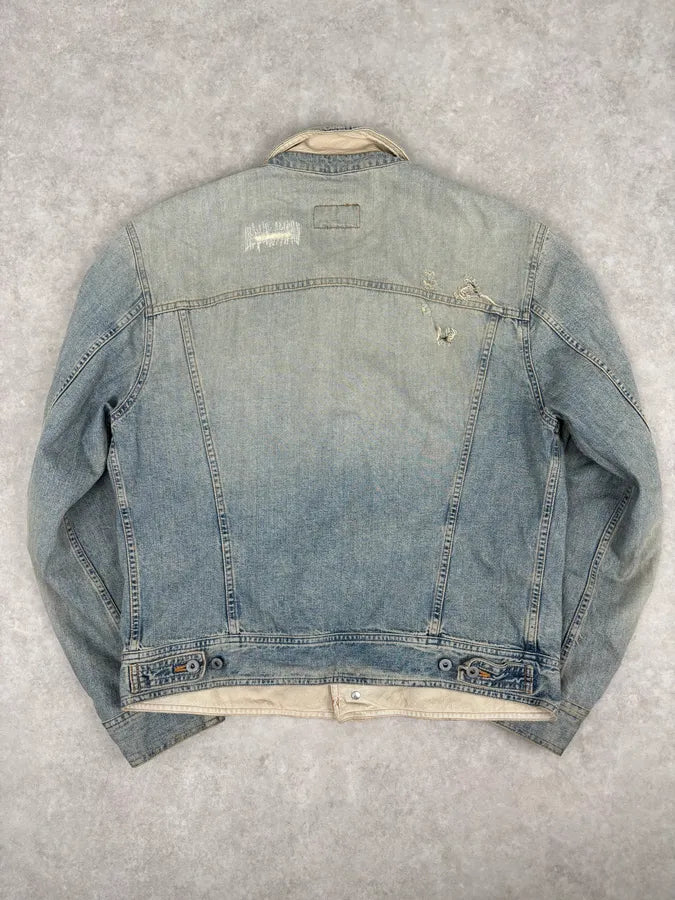 SS2004 Dolce & Gabbana Light Blue Distressed Denim Jacket TEgbvyD 4