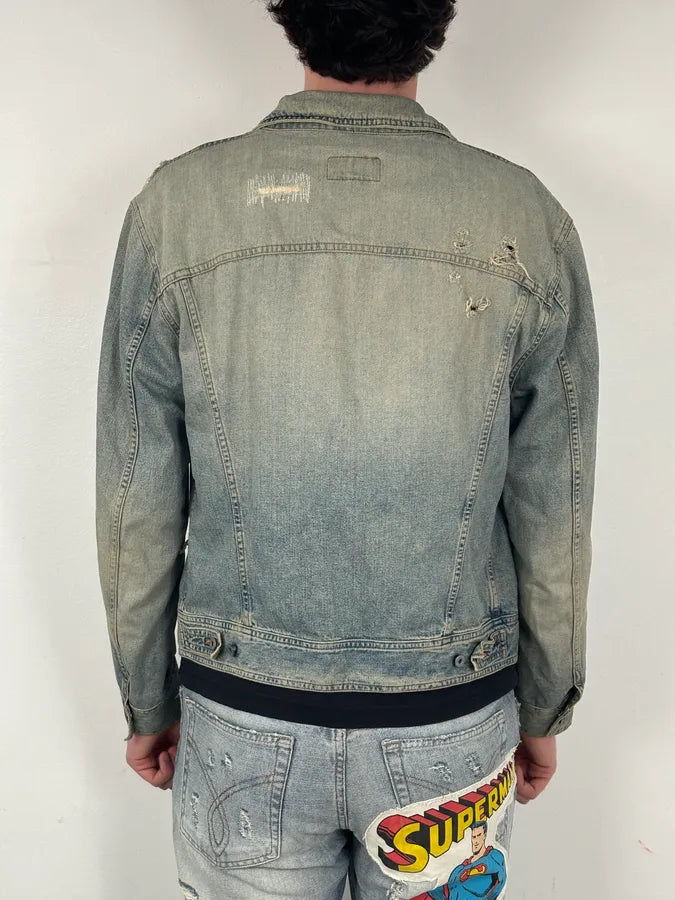 SS2004 Dolce & Gabbana Light Blue Distressed Denim Jacket TEgbvyD 2