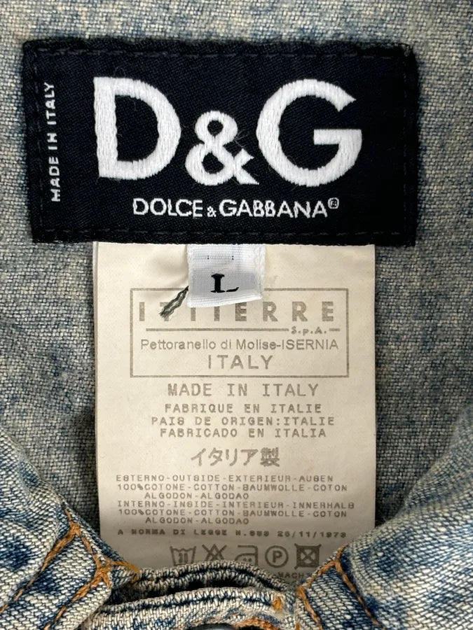 SS2004 Dolce & Gabbana Light Blue Distressed Denim Jacket TEgbvyD 10