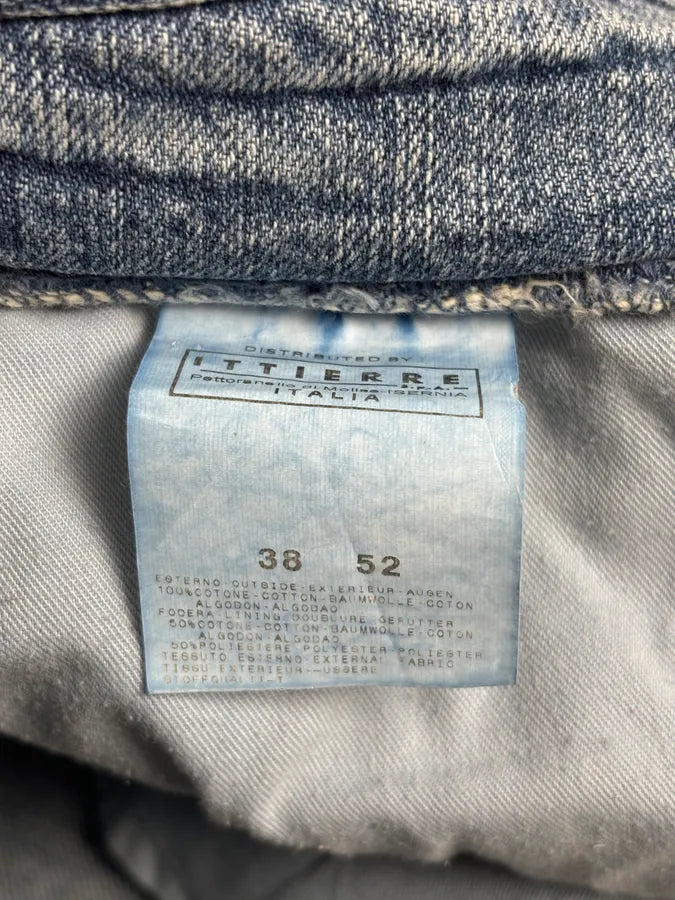 SS2005 Dolce & Gabbana Snakeskin Waisted Blue Denim Distressed Jeans fTmGIUs 13