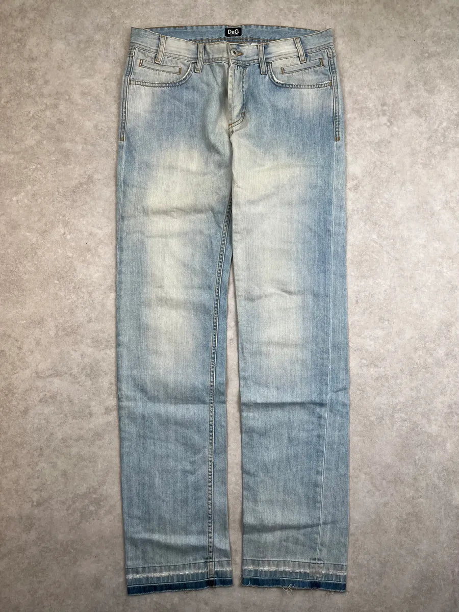 2000s Dolce & Gabbana Light Blue Denim Washed Slim Jeans pPxzjDx 3
