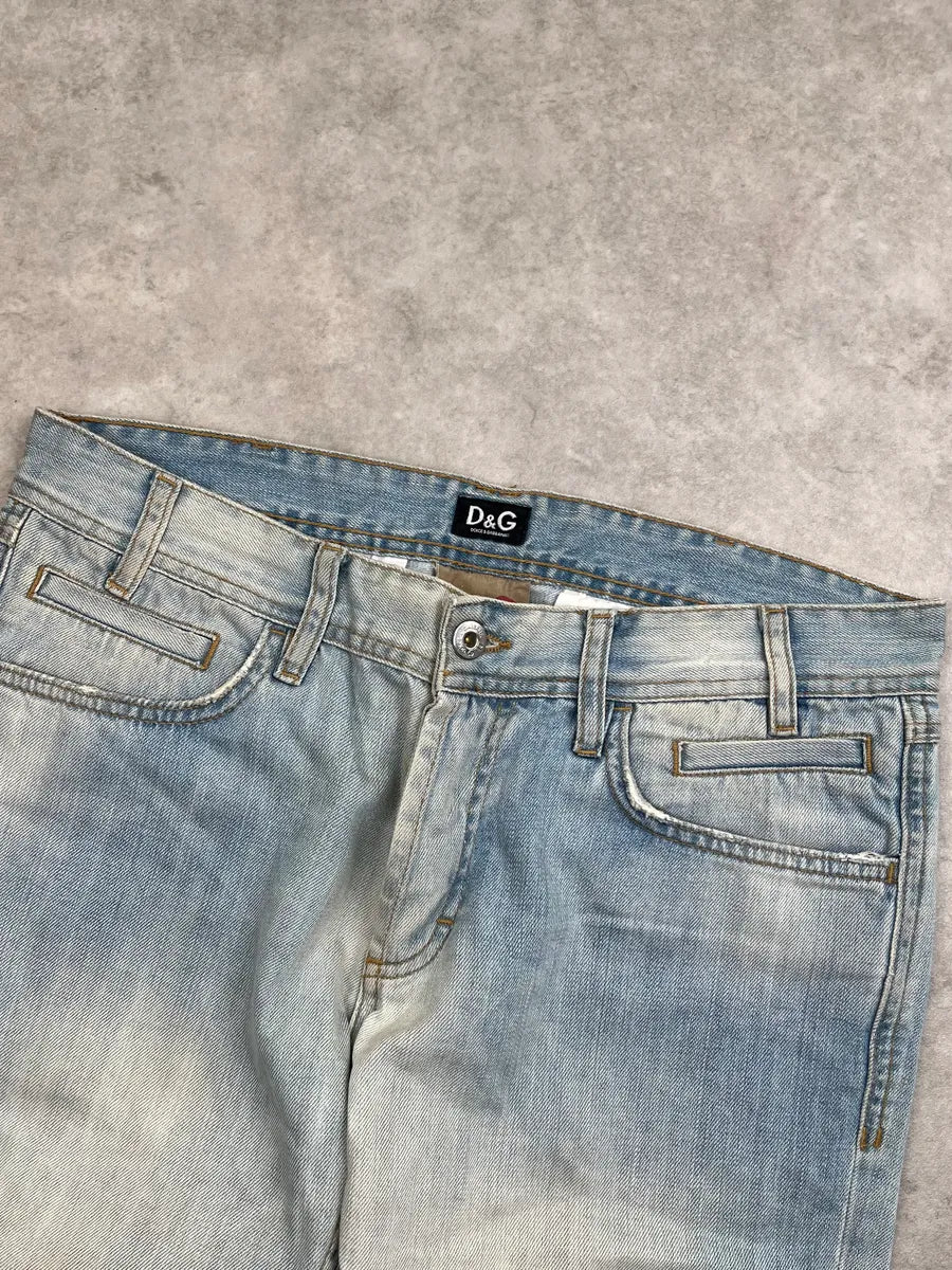 2000s Dolce & Gabbana Light Blue Denim Washed Slim Jeans pPxzjDx 5