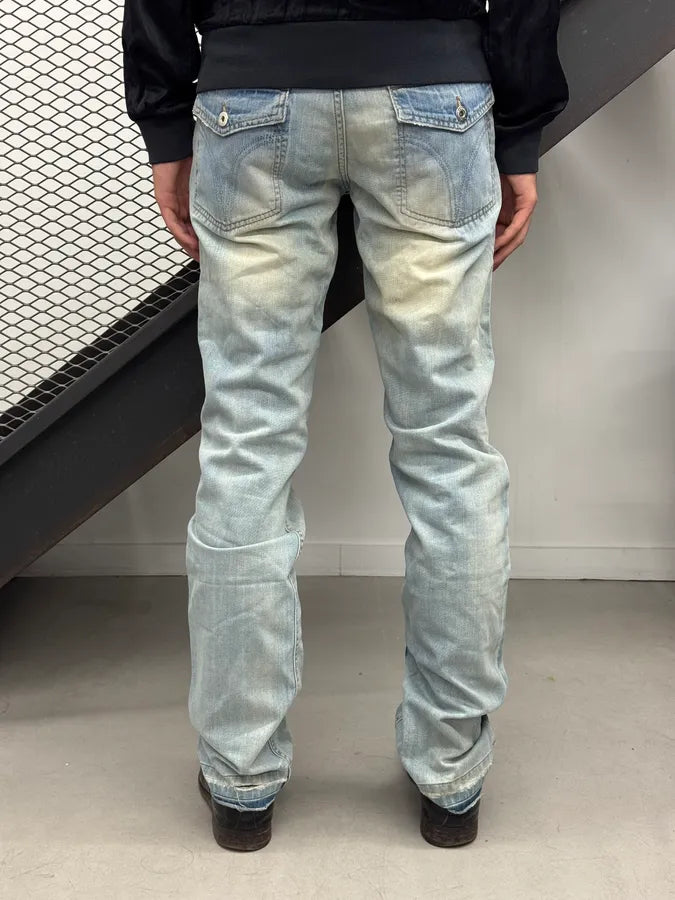 2000s Dolce & Gabbana Light Blue Denim Washed Slim Jeans pPxzjDx 2