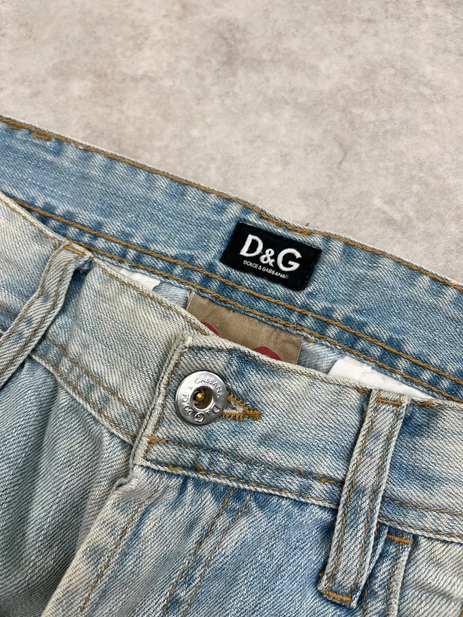2000s Dolce & Gabbana Light Blue Denim Washed Slim Jeans pPxzjDx 7