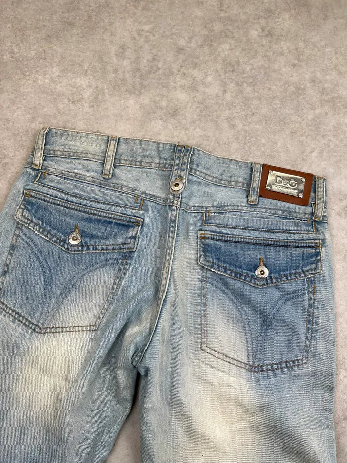 2000s Dolce & Gabbana Light Blue Denim Washed Slim Jeans pPxzjDx 6