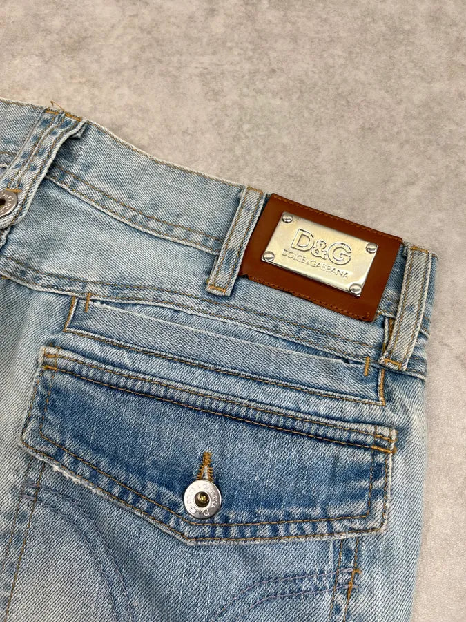 2000s Dolce & Gabbana Light Blue Denim Washed Slim Jeans pPxzjDx 9