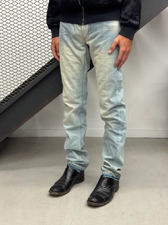 2000s Dolce & Gabbana Light Blue Denim Washed Slim Jeans pPxzjDx 1
