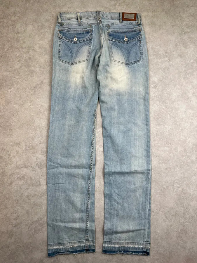 2000s Dolce & Gabbana Light Blue Denim Washed Slim Jeans pPxzjDx 4