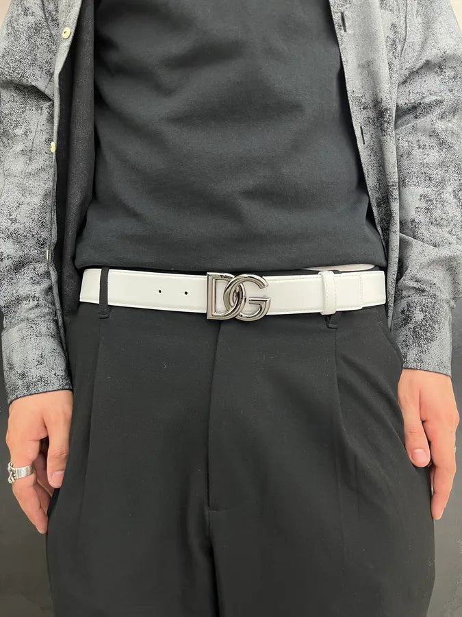 Dolce & Gabbana Logo Buckle White Leather Belt cEfOgYt 0