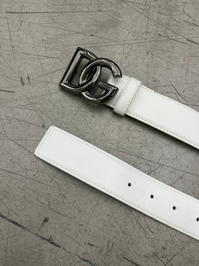 Dolce & Gabbana Logo Buckle White Leather Belt cEfOgYt 3