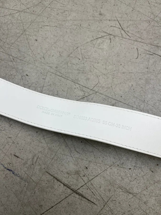 Dolce & Gabbana Logo Buckle White Leather Belt cEfOgYt 5