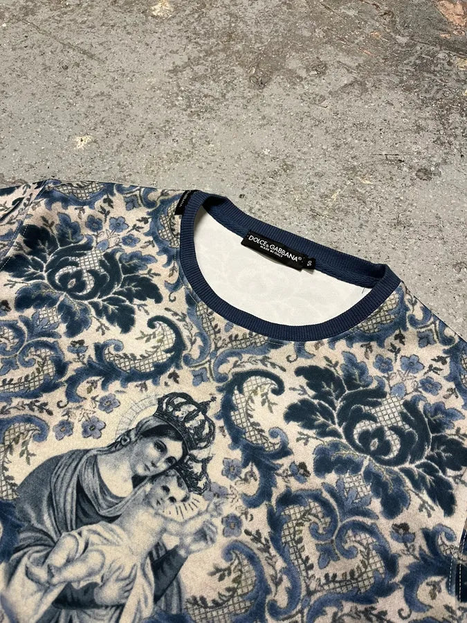 Dolce & Gabbana Maria Blue Dynastie Floral Print Sweater rpAhyQe 4